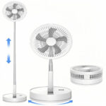 Portable Standing Fan with Remote Control, 9 Inch Foldable Pedestal Fans, 7200mAh Rechargeable Battery USB Powered Floor Fan, Height Adjustable, 4 Speeds, Quiet Camping Desk for Bedroom - Image 4