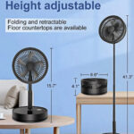 Portable Standing Fan with Remote Control, 9 Inch Foldable Pedestal Fans, 7200mAh Rechargeable Battery USB Powered Floor Fan, Height Adjustable, 4 Speeds, Quiet Camping Desk for Bedroom - Image 9