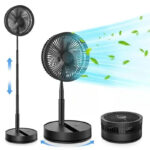 Portable Standing Fan with Remote Control, 9 Inch Foldable Pedestal Fans, 7200mAh Rechargeable Battery USB Powered Floor Fan, Height Adjustable, 4 Speeds, Quiet Camping Desk for Bedroom - Image 3