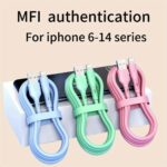 SETOLGH MFi Certified Ultra-Fast Charging Lightning Cable for iPhone 14/13/12/11 Pro Max/XS MAX/XR/XS/X/8/7 Plus, iPad & AirPods - Durable Flexible PVC, 20-30W Fast Charge, Data Transfer, 6 Colors (Light Blue/Pink/Purple/Green/Beige/Black) - Image 9