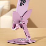 Aluminum Alloy Butterfly-Shaped Foldable Phone Stand, Adjustable Metal Desktop Holder for Smartphones - Image 7