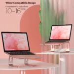 Laptop Stand for Desk, Aluminum Computer Riser, Ergonomic Notebook Holder, Detachable Metal Laptops Elevator, PC Cooling Mount Support 10 to 39.62 cm Notebook, Pink Grey - Image 3
