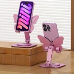 Aluminum Alloy Butterfly-Shaped Foldable Phone Stand, Adjustable Metal Desktop Holder for Smartphones - Image 4