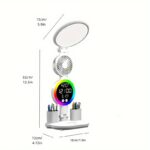 [RGB LED Desk Lamp] Smart Touch Control RGB LED Desk Lamp | Foldable Eye Protection Table Lamp with Fan for Dormitory Reading and Bedside Use (no battery) - Image 3