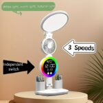 [RGB LED Desk Lamp] Smart Touch Control RGB LED Desk Lamp | Foldable Eye Protection Table Lamp with Fan for Dormitory Reading and Bedside Use (no battery) - Image 2