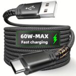 [Hot new product] Tzlrxl_USB-C nylon braid fast charging cable, suitable for, One Plus, Xiaomi, and other devices, charging data synchronization cable, support data transmission, matte, 30-50W power output, 100.58cm / 201.17cm - Image 3