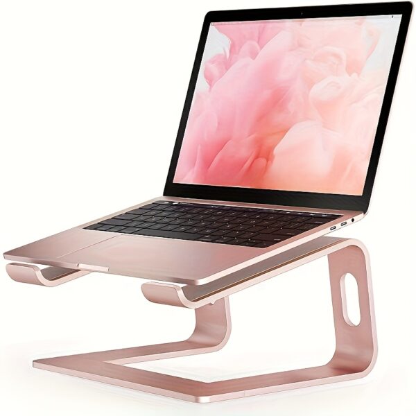 Laptop Stand for Desk, Aluminum Computer Riser, Ergonomic Notebook Holder, Detachable Metal Laptops Elevator, PC Cooling Mount Support 10 to 39.62 cm Notebook, Pink Grey