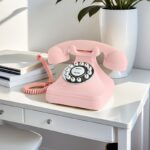 Vintage 1930s Retro Landline Phone - Pink Plastic Antique Replica with Redial, Classic Design for Home, Office, Hotel - Perfect for Vintage Enthusiasts, Collectors, and Photography - Includes Speakers & Car Charger, Vintage Phone Accessories, Office Equipment, Durable Construction, Highquality Material