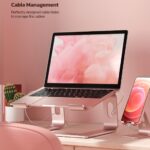 Laptop Stand for Desk, Aluminum Computer Riser, Ergonomic Notebook Holder, Detachable Metal Laptops Elevator, PC Cooling Mount Support 10 to 39.62 cm Notebook, Pink Grey - Image 2