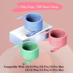 SETOLGH MFi Certified Ultra-Fast Charging Lightning Cable for iPhone 14/13/12/11 Pro Max/XS MAX/XR/XS/X/8/7 Plus, iPad & AirPods - Durable Flexible PVC, 20-30W Fast Charge, Data Transfer, 6 Colors (Light Blue/Pink/Purple/Green/Beige/Black) - Image 6