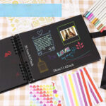 Photo Album Scrapbook - 80 pages DIY memory book with 12 metal pens and 8 photo stickers for 420 photos - Scrapbook kit, perfect for writing, drawing and storing memories (black, pink) - Image 2