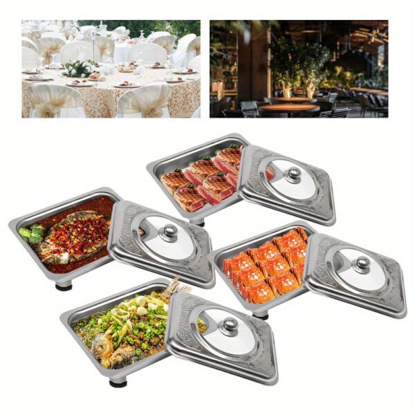 4pcs Buffet Dish Tray Food Plate Server Food Warmer Chafing Dish Serving Tray UK