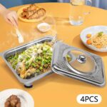 4pcs Buffet Dish Tray Food Plate Server Food Warmer Chafing Dish Serving Tray UK - Image 9