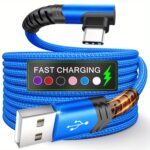 Type C Charger Fast Charging, Right Angle USB to USB C Cable Braided USBC Charger for Huawei Xiaomi RedMi Oppo Oneplus and More Smartphone