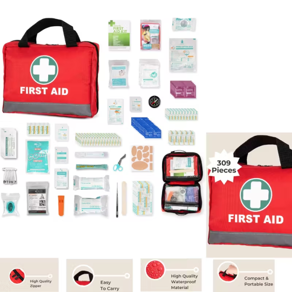 309pcs First Aid Kit – Comprehensive Emergency Medical Set for Home, Car, Travel & Workplace – Portable and Compact First Aid Box