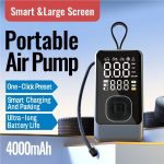 12000mAh Portable Car Jump Starter with Air Compressor, Tire Inflator, Smart Pressure Setting, Portable Power Bank, 3 Modes LED Light, Suitable for All Car Emergency Starts, with LED Display, Black - Image 2