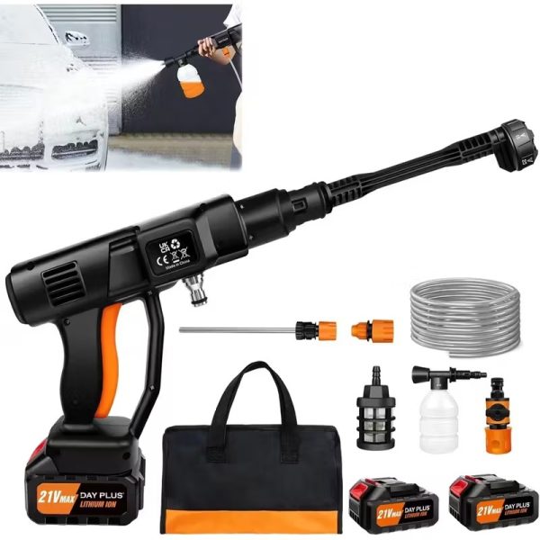 Cordless Pressure Washer, Portable Jet Wash with 2 Batteries, 6 in 1 Rechargeable Battery High Pressure Washer, Pressure Washers with 5M Hose, Power Washer for Car/Floor/Patio Cleaning