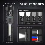 Buy 1 Get 1 Free, Total of 2pcs Multifunctional Flashlights High Lumens Rechargeable LED Battery Powered with 6 Light Modes, Cob Side Light, USB C, Zoomable, Powerful Handheld Flash Lights Perfect for Emergency, Camping, Outdoor Adventures, IP44 - Image 4
