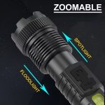 Buy 1 Get 1 Free, Total of 2pcs Multifunctional Flashlights High Lumens Rechargeable LED Battery Powered with 6 Light Modes, Cob Side Light, USB C, Zoomable, Powerful Handheld Flash Lights Perfect for Emergency, Camping, Outdoor Adventures, IP44 - Image 11