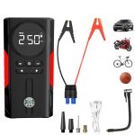 12000mAh Portable Car Jump Starter with Air Compressor, Tire Inflator, Smart Pressure Setting, Portable Power Bank, 3 Modes LED Light, Suitable for All Car Emergency Starts, with LED Display, Black - Image 3