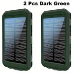 2pcs 20000mAh Portable Solar Power Bank, Portable Solar Mobile Phone Charger, Camping External Battery Charger for Mobile Phones, 2 USB/ LED Flashlights with Compass for Outdoor Activities - Image 14