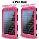 2pcs 20000mAh Portable Solar Power Bank, Portable Solar Mobile Phone Charger, Camping External Battery Charger for Mobile Phones, 2 USB/ LED Flashlights with Compass for Outdoor Activities - Image 15