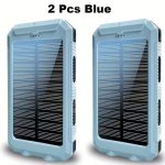 2pcs 20000mAh Portable Solar Power Bank, Portable Solar Mobile Phone Charger, Camping External Battery Charger for Mobile Phones, 2 USB/ LED Flashlights with Compass for Outdoor Activities - Image 17