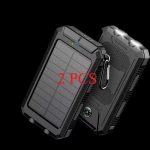 2pcs 20000mAh Portable Solar Power Bank, Portable Solar Mobile Phone Charger, Camping External Battery Charger for Mobile Phones, 2 USB/ LED Flashlights with Compass for Outdoor Activities - Image 18