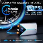 BRPOM Jump Starter Power Bank with 150PSI Compressor, Booster Car Jump Starter with Large LCD Screen, 8500A Peak Power Battery Starter Power Bank for 8.5L Petrol And 8.0L Diesel, LED Light, Jump Starter Battery Pack with Air Compressor, Roadside Assistance Device, Vehicle Emergency Tool, Compact Design, Multifunctional Device, Efficient Power Supply, Reliable Battery Pack, Emergency Car Kit, Vehicle Maintenance, Road Trip Essentials - Image 6