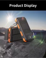 2pcs 20000mAh Portable Solar Power Bank, Portable Solar Mobile Phone Charger, Camping External Battery Charger for Mobile Phones, 2 USB/ LED Flashlights with Compass for Outdoor Activities - Image 21