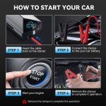 BRPOM Jump Starter Power Bank with 150PSI Compressor, Booster Car Jump Starter with Large LCD Screen, 8500A Peak Power Battery Starter Power Bank for 8.5L Petrol And 8.0L Diesel, LED Light, Jump Starter Battery Pack with Air Compressor, Roadside Assistance Device, Vehicle Emergency Tool, Compact Design, Multifunctional Device, Efficient Power Supply, Reliable Battery Pack, Emergency Car Kit, Vehicle Maintenance, Road Trip Essentials - Image 10