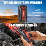 KOPUO 3000A Peak Car Jump Starter Revives Dead Batteries Road Trips Camping Winter Night Emergencies 6, 0L Gas5, 0L Diesel 12V Booster Fast Charge 3-Mode Light Essential for Drivers Worldwide! - Image 5