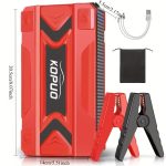 KOPUO 3000A Peak Car Jump Starter Revives Dead Batteries Road Trips Camping Winter Night Emergencies 6, 0L Gas5, 0L Diesel 12V Booster Fast Charge 3-Mode Light Essential for Drivers Worldwide!