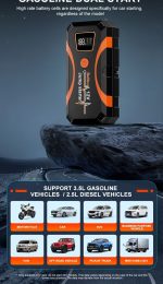 Portable Car Emergency Starter - USB Charging, Rechargeable Battery, Emergency Power Supply, Black ABS Design, Suitable For Off-road Vehicles And Outdoor Adventures, Emergency Car Tool | Compact Emergency Device | Strong Structure - Image 15