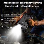 12000mAh Portable Car Jump Starter with Air Compressor, Tire Inflator, Smart Pressure Setting, Portable Power Bank, 3 Modes LED Light, Suitable for All Car Emergency Starts, with LED Display, Black - Image 16