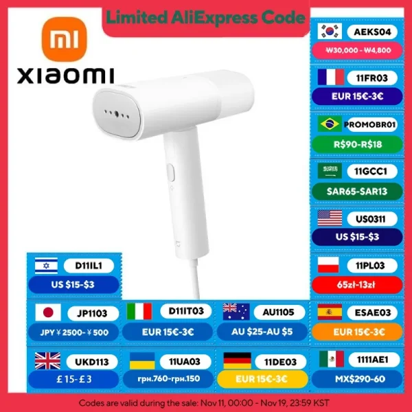 New XIAOMI MIJIA Handheld Garment Steamer 2 iron Home Electric Steam Cleaner Portable Foldable Mite Removal Flat Ironing Machine