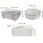 3Layers Air Fryer Rack Stainless Steel Stackable Gill Food Dehydrator Basket Air Fryer Accessory Cook Several Food in One Time - Image 2