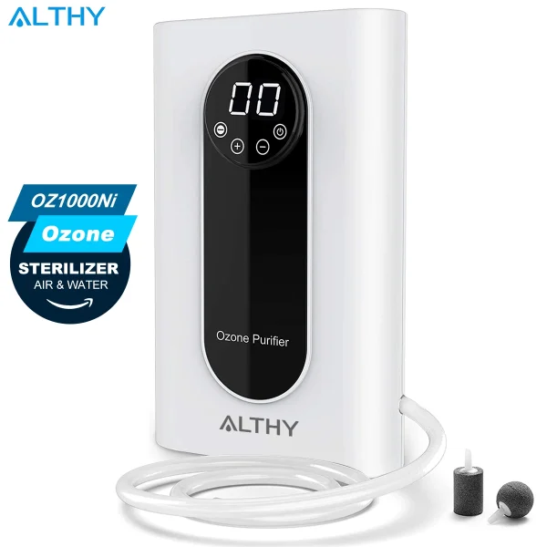 ALTHY Ozone Generator Machine For Water & Air & Oil - 1000 mg/h Timer Ozonizer Disinfection Sterilizer + Negative Ion Purifier