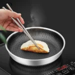 Whole Body Tri-Ply Stainless Steel Frying Pan 316 Stainless Steel Wok Pan Double-sided Honeycomb Skillet Suitable for All Stove - Image 4