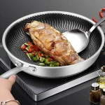 Whole Body Tri-Ply Stainless Steel Frying Pan 316 Stainless Steel Wok Pan Double-sided Honeycomb Skillet Suitable for All Stove - Image 2