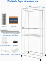Portable Electric Clothes Dryer,110V - 1600W Heated Clothes Airer,Travel Heated Clothes Dryer with Timer,Electric Clothes Dryer - Image 3