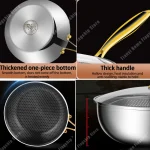 316 Stainless Steel Frying Pan Wok Non-stick Cooking Honeycomb Steak Gas Stove Pot Induction General Saucepan Kitchen Cookware - Image 6